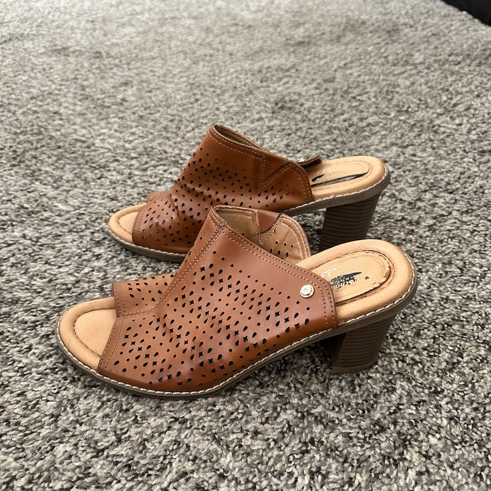 Brown Chunky Mule Heels